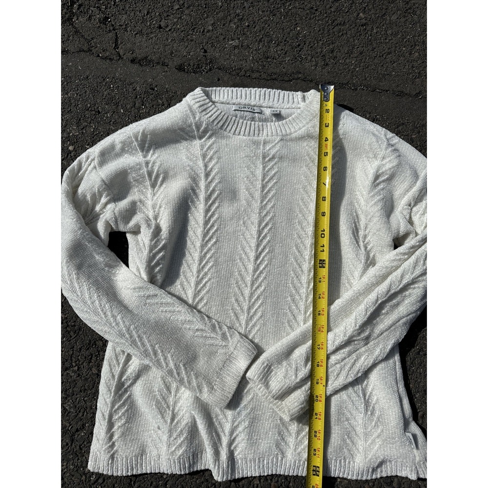 Orvis Womens Medium‎ Pullover Chenille White Long Sleeve Cozy Sweater